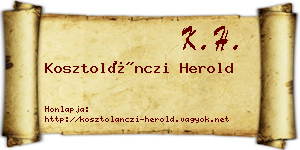 Kosztolánczi Herold névjegykártya
